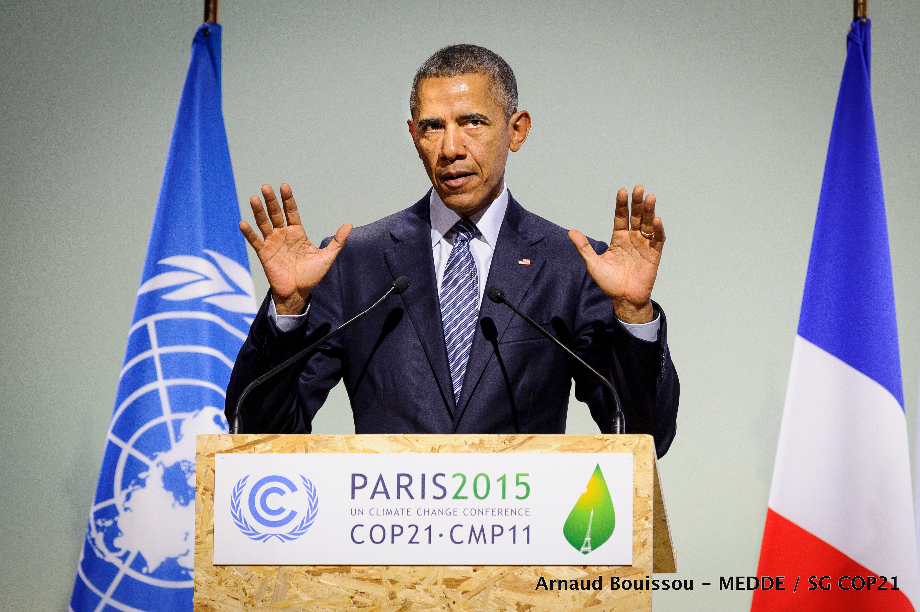 Der US-amerikanische Präsident Barack Obama bei der Pariser COP21 im Dezember 2015.