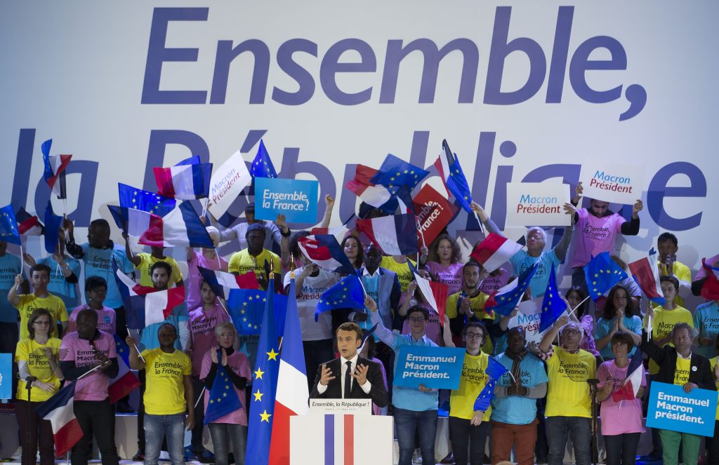 French presidential election candidate Emmanuel Macron campaign rally in Paris