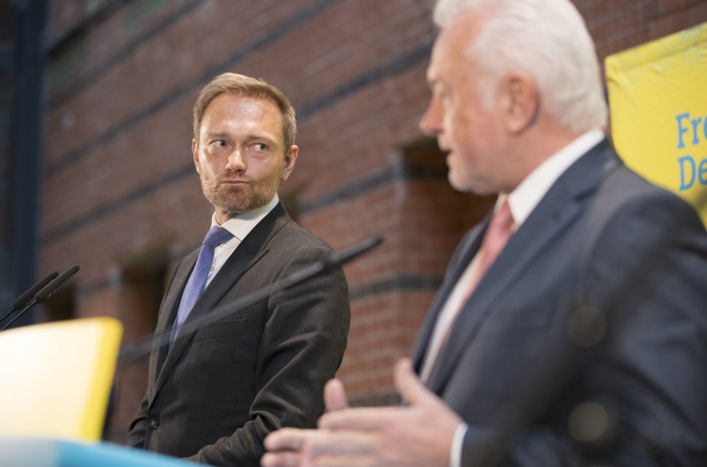Free Democratic Party leader Christian Lindner gives conference on exploratory talks