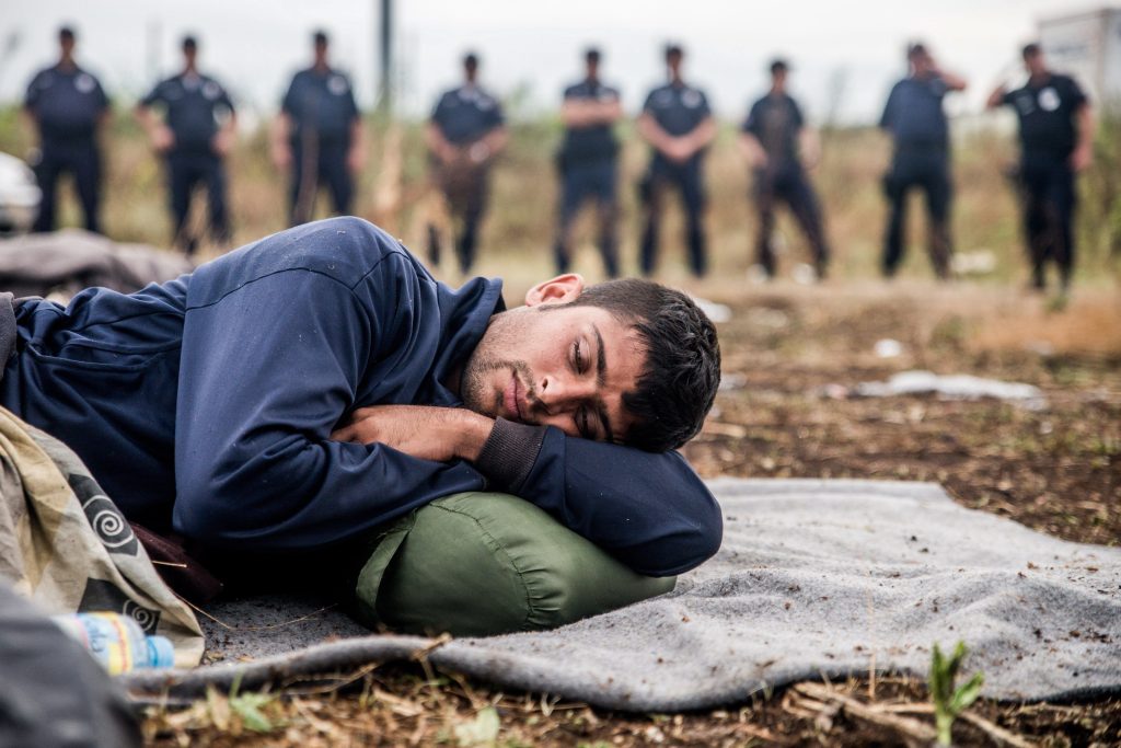 Migrants during hunger strike at Hungarian-Serbian border