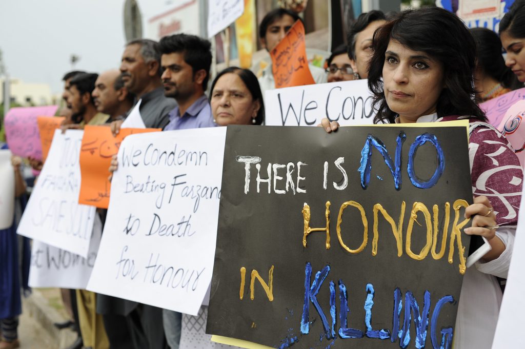 Protest against the honor killing of a pregnant woman