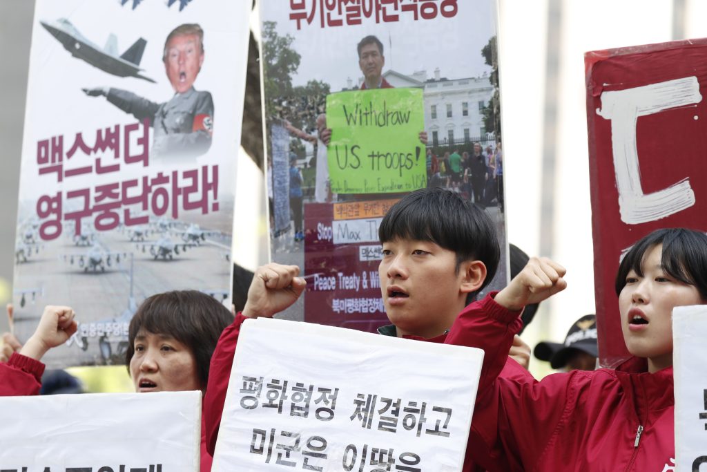 Protest against cancelled summit between US and North Korea in Seoul
