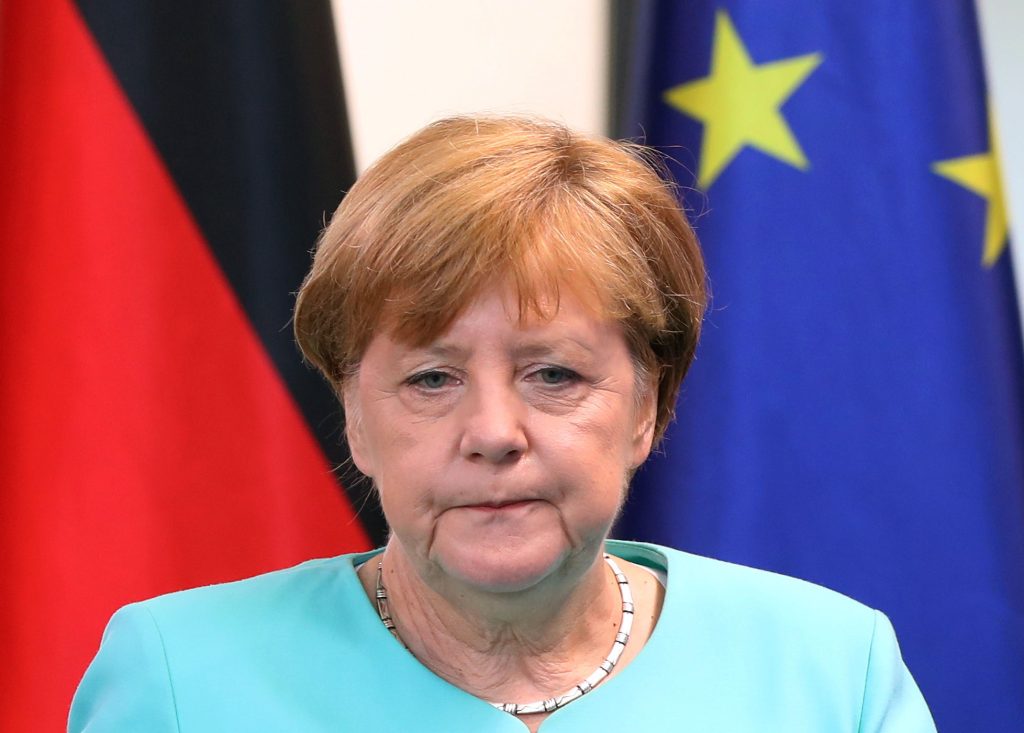German Chancellor Angela Merkel reac ts on British vote to leave EU