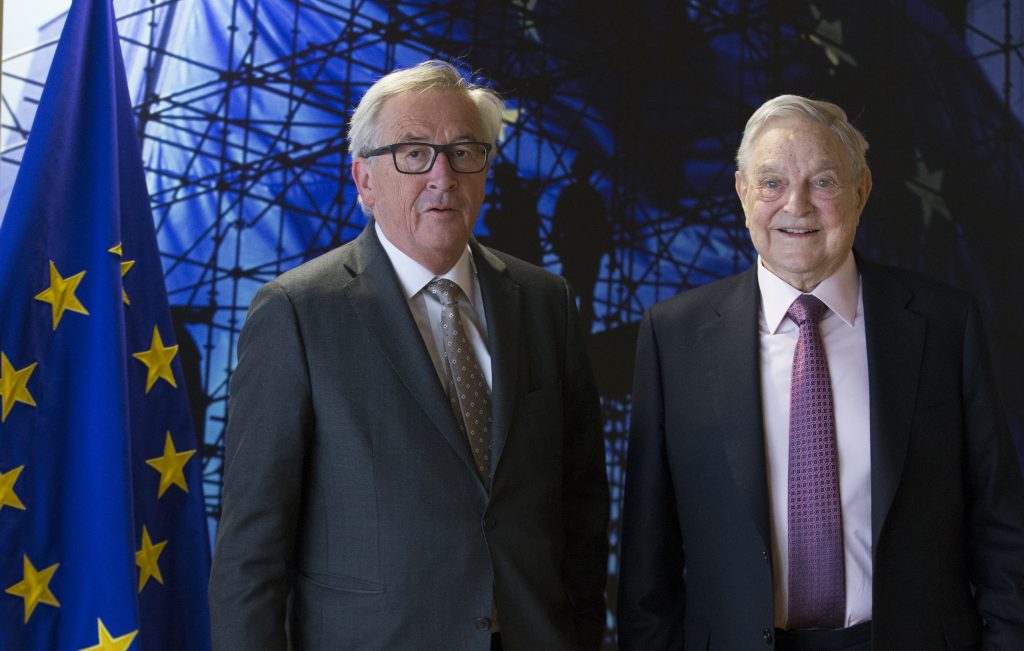 EU commission President Jean-Claude Juncker meets with George Soros, Founder and Chairman of the Open Society Foundations