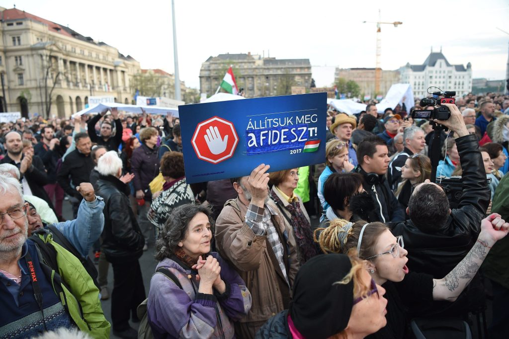 Demonstrators protest against higher education law amendment