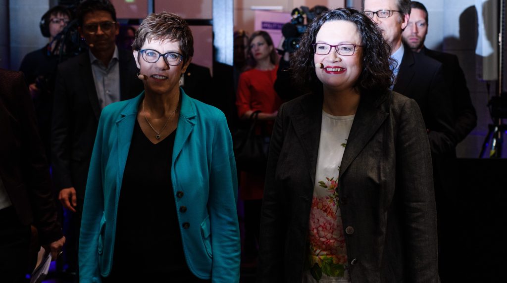 Politics talk with SPD and CDU chairwomen Nahles and Kramp-Karrenbauer