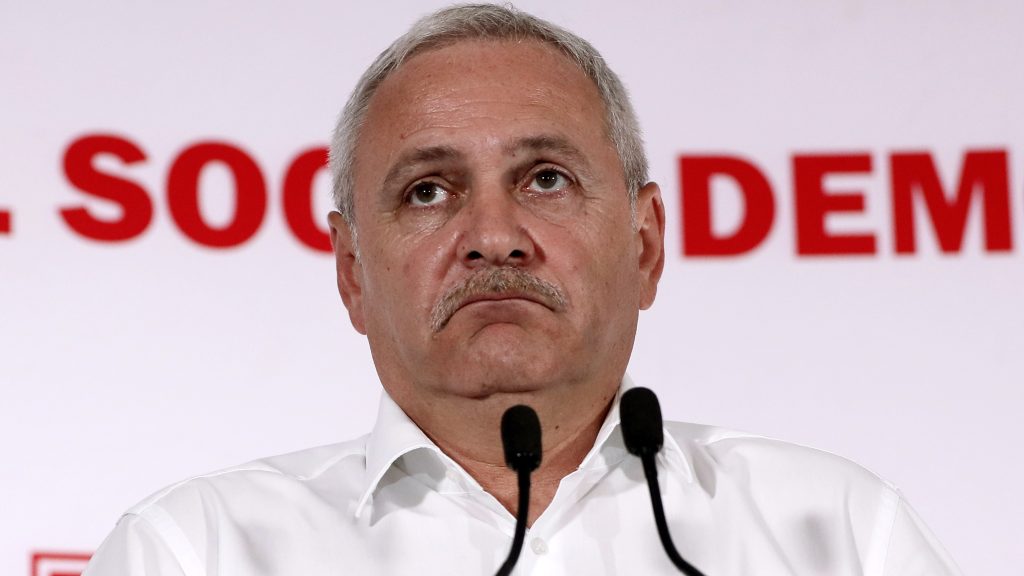 epa07603935 Liviu Dragnea, president of the Romanian Parliament’s Deputy Chamber and the leader of the main ruling party Social Democracy Party (PSD), addresses media after first exit-polls results were announced, at the PSD headquarters  during the European elections in Bucharest, Romania, 26 May 2019. The European Parliament election is held by member countries of the European Union (EU) from 23 to 26 May 2019. Romanians are also voting for a justice referendum proposed by Romania’s President.  EPA-EFE/ROBERT GHEMENT