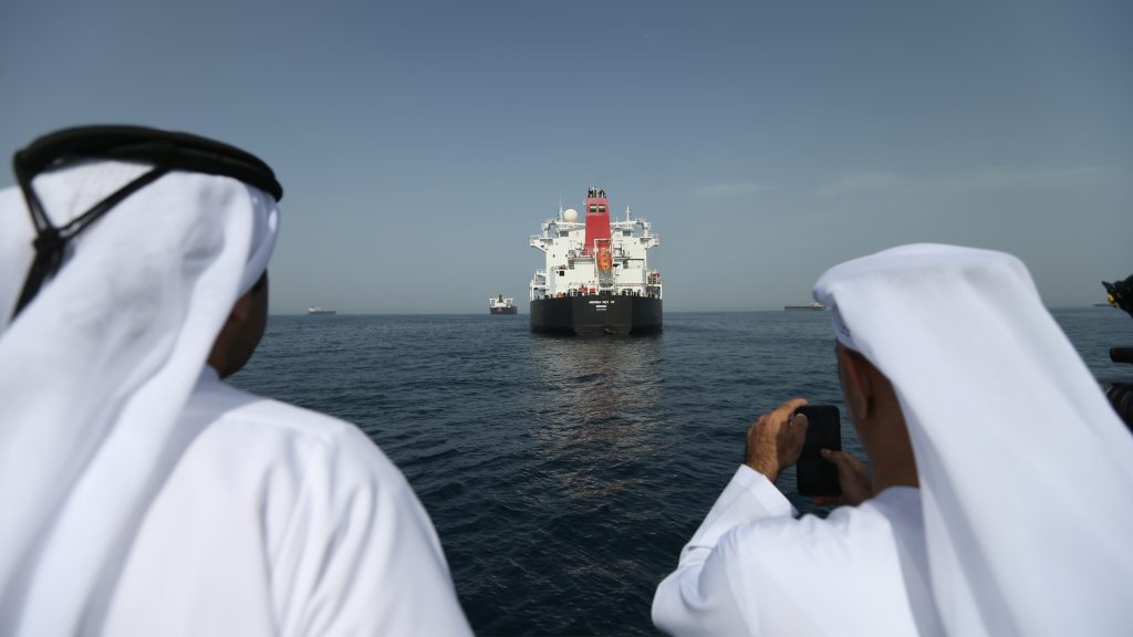 epaselect epa07567791 A general view for the MV Andrea Victory under Norway flag which was attacked on 12 May 2019 outside Fujairah port, United Arab Emirates, 13 May 2019. Media reports on 13 May 2019 state that the United Arab Emirates (UAE) Foreign Office reported that four commercial vessels have been targeted by sabotage operations near UAE territorial waters. Saudi Arabia’s energy minister Khalid al-Falih added that two Saudi oil tankers had been targeted in the attack.  EPA-EFE/ALI HAIDER