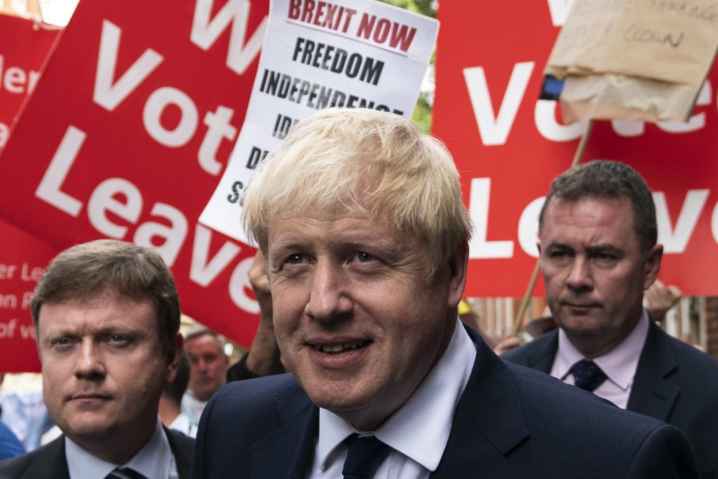 Boris Johnson leaves office in Central London
