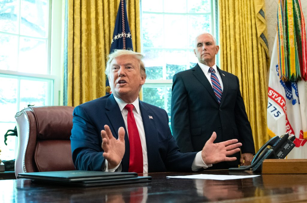 US President Trump implements additional sanctions on Iran at the White House