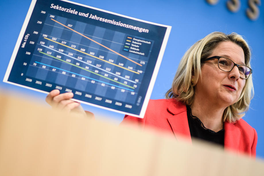 Press conference of German Minister of Environment Svenja Schulze on passing the climate pact