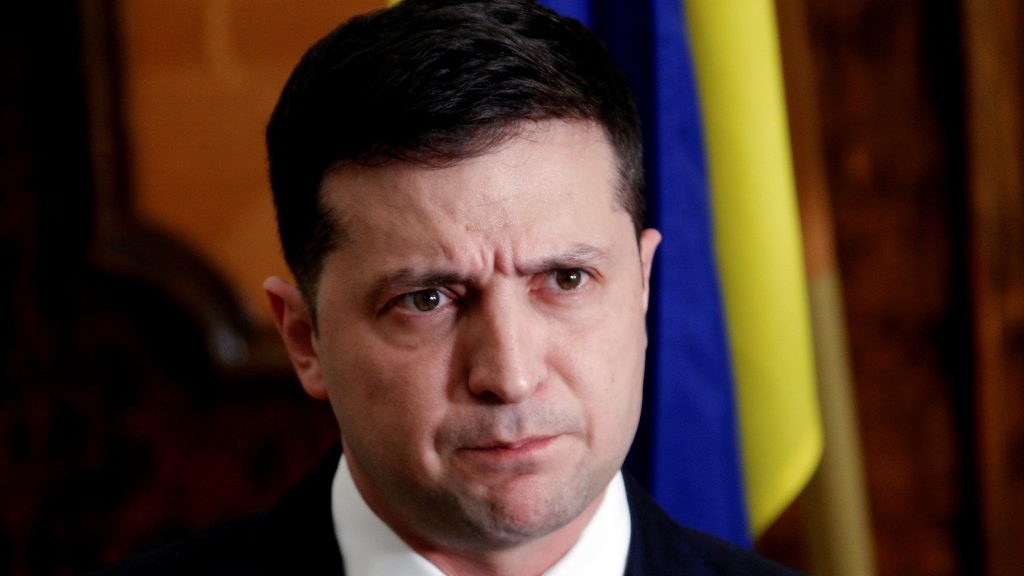 epa08026397 Ukrainian President Volodymyr Zelensky attends a press conference after a meeting with Estonian President Kersti Kaljulaid in Tallinn, Estonia, 26 November 2019. Ukrainian President Volodymyr Zelensky is on a one-day official visit to Estonia.  EPA-EFE/Toms Kalnins