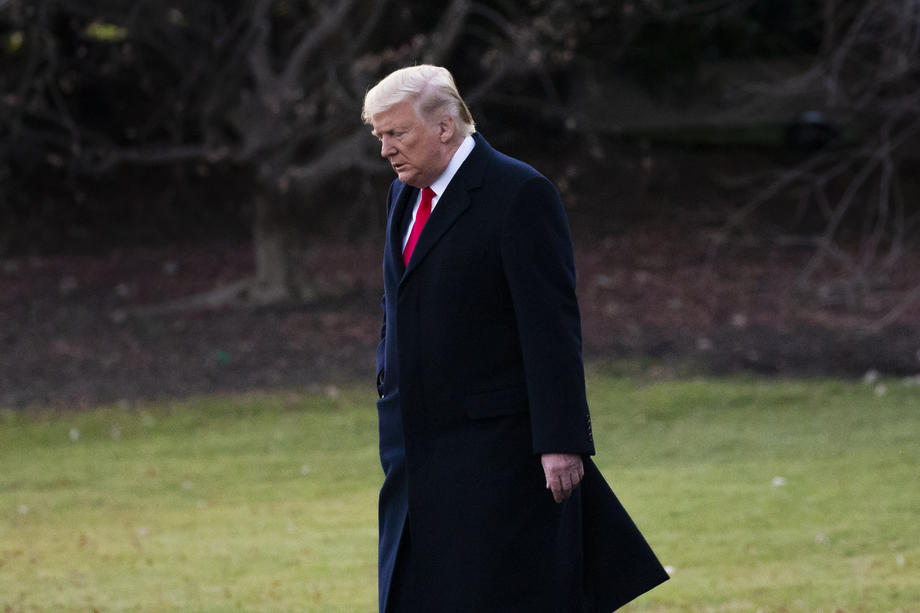 US President Donald J. Trump departs the White House