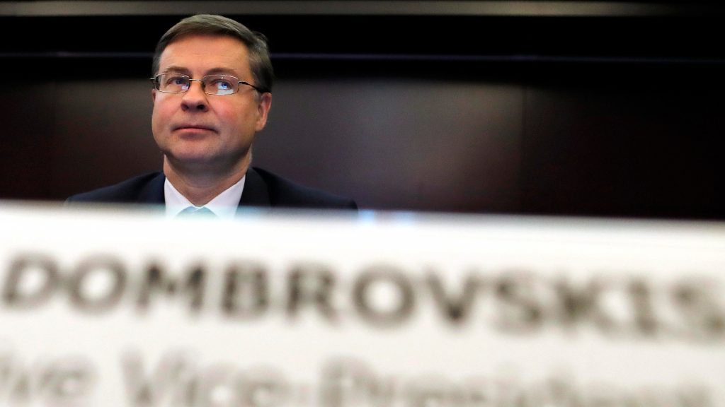 epa08181816 Valdis Dombrovskis, Executive Vice President of the European Commission, during the presentation of the Organisation for Economic Co-operation and Development (OECD) Capital Market Review of Italy 2020 report, at the Ministry of Economy and Finance in Rome, Italy, 31 January 2020.  EPA-EFE/RICCARDO ANTIMIANI