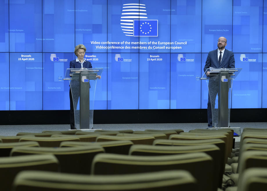 Video conference EU Summit over coronavirus COVID-19 disease measures