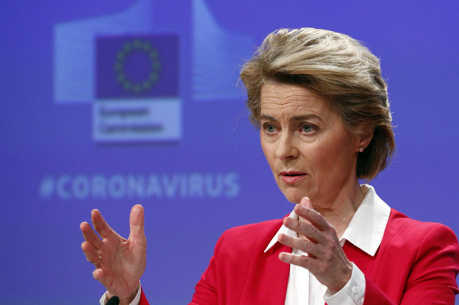 EC President von der Leyen speaks on coronavirus disease (COVID-19) in Brussels