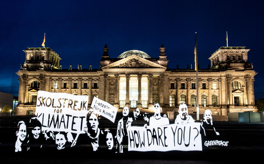 Greenpeace light installation in Berlin