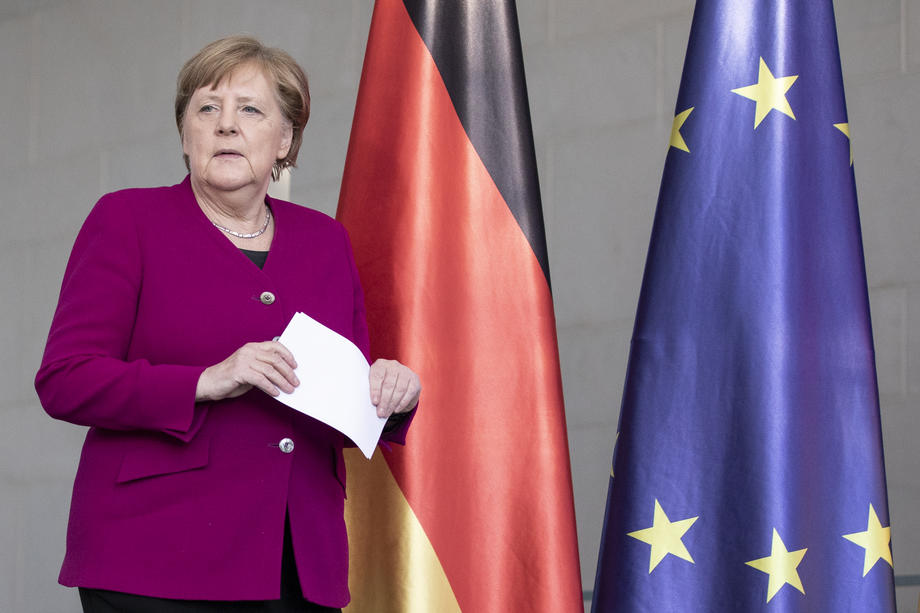 Merkel Holds Press Conference Following Video Conference With European Council