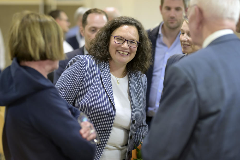 Andrea Nahles speaks at the monasterie in Maria Laach