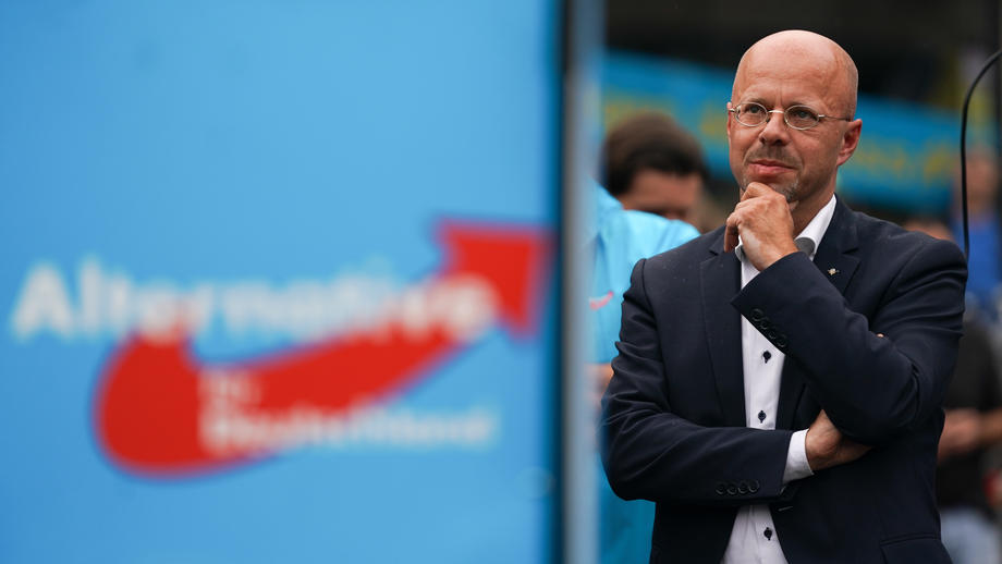 Andreas Kalbitz takes part in AfD rally in Brandenburg