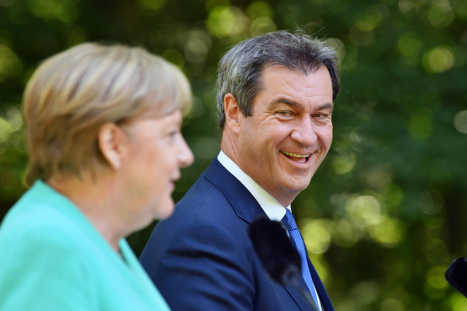 Chancellor Merkel attends Bavarian cabinet meeting at Herrenchiemsee Palace
