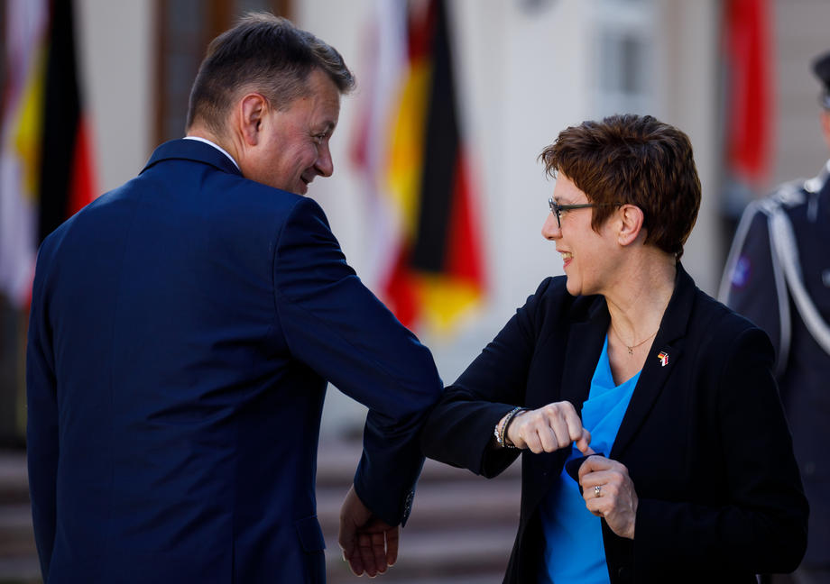 Polish Defence Minister Mariusz Blaszczak and German Defense Minister Annegret Kramp-Karrenbauer meeting
