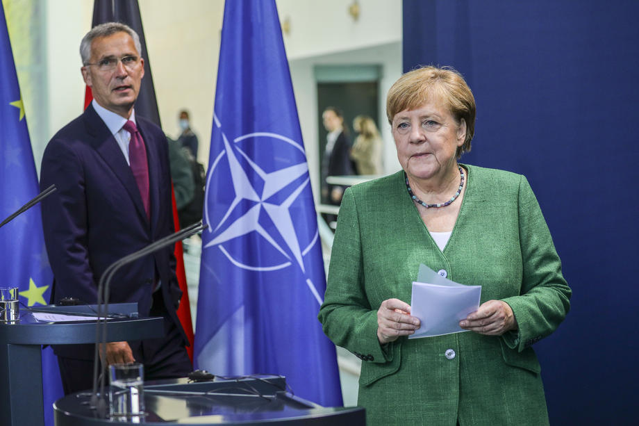German Chancellor Merkel meets NATO Secretary General Jens Stoltenberg
