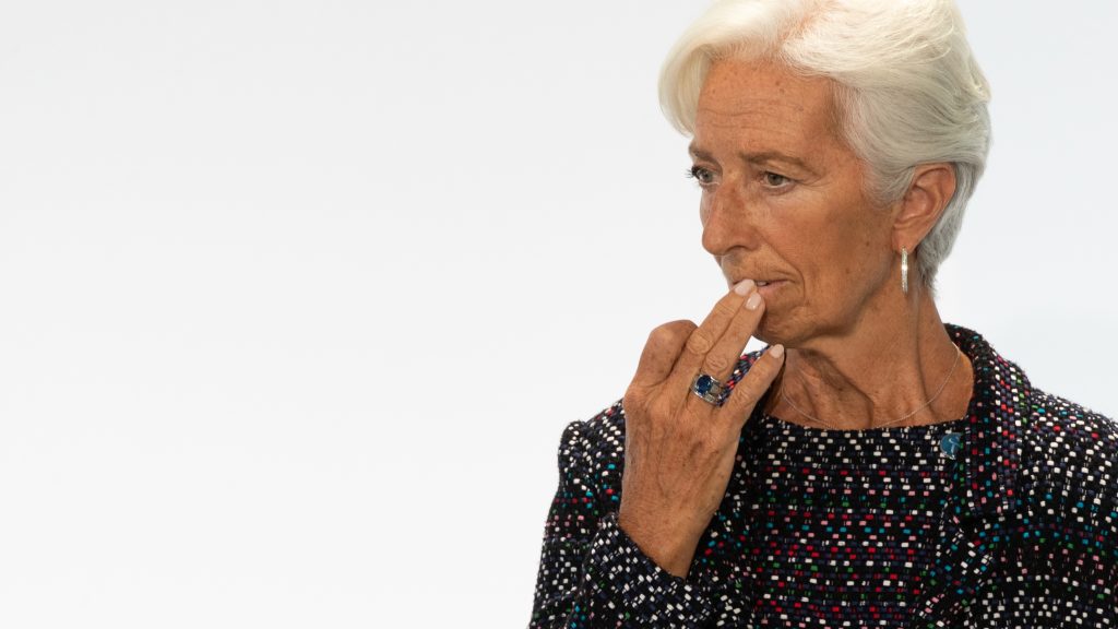 epa08661090 President of the European Central Bank Christine Lagarde holds a press conference during the Informal Meeting of European Union (EU) Ministers for Economic and Financial Affairs at the InterContinental Hotel Berlin, in Berlin, Germany, 11 September 2020. The meeting runs from 11 to 12 September 2020.  EPA-EFE/HAYOUNG JEON / POOL