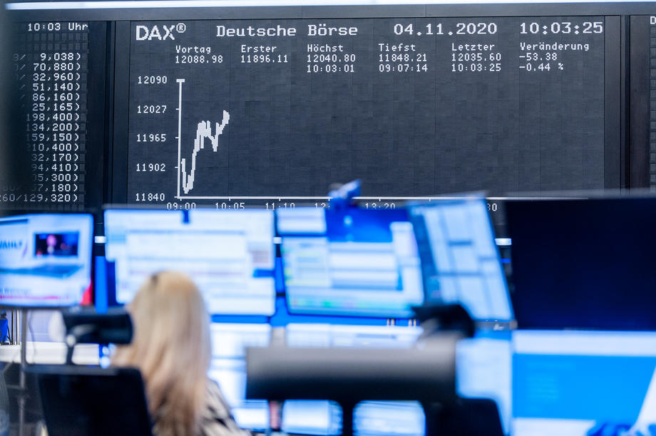 Trading at Deutsche Boerse stock exchange  in Frankfurt