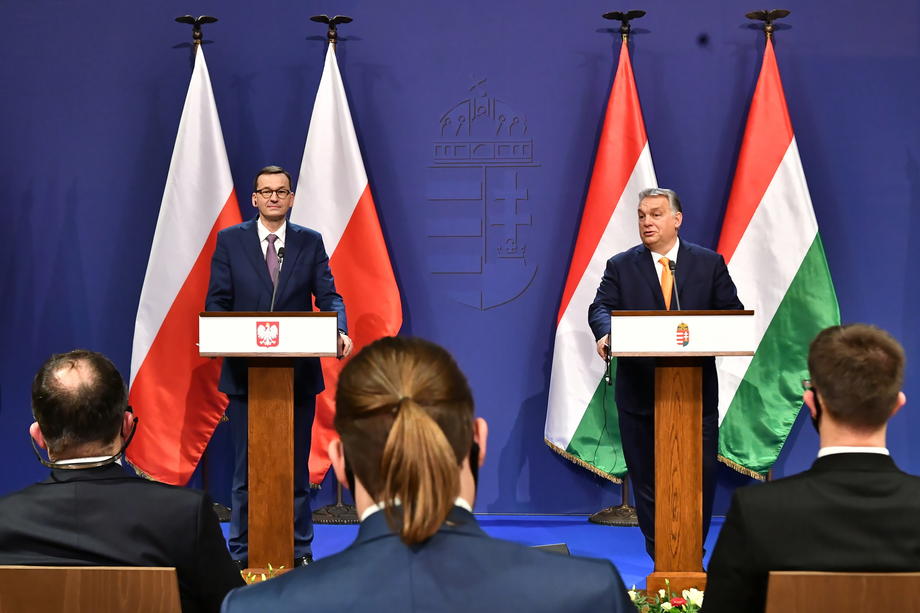 Hungarian Prime Minister Viktor Orban and Polish PM Mateusz Morawiecki press conference