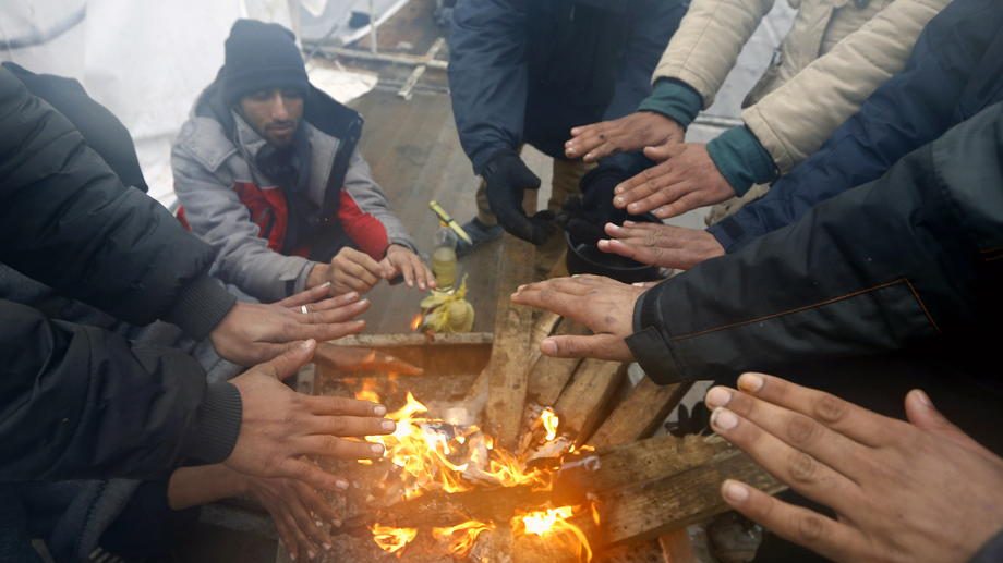 Migrants at Lipa refugee camp in Bihac