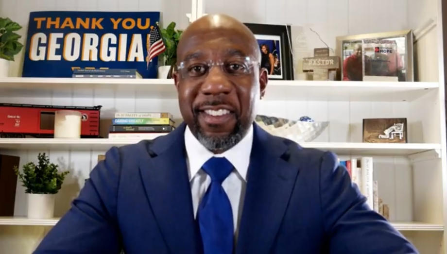 Warnock speaks via YouTube as ballots continue to be counted