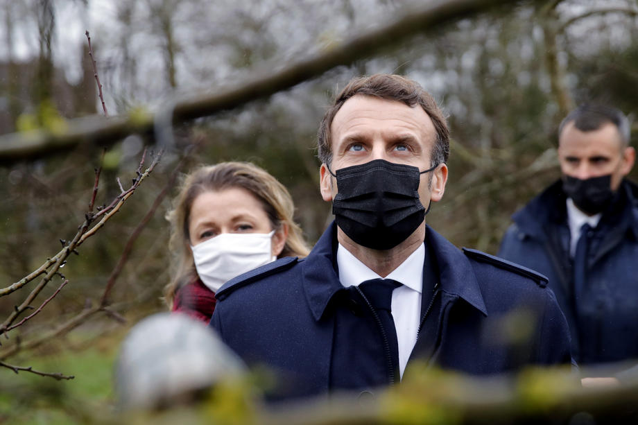 French President Macron visits farm