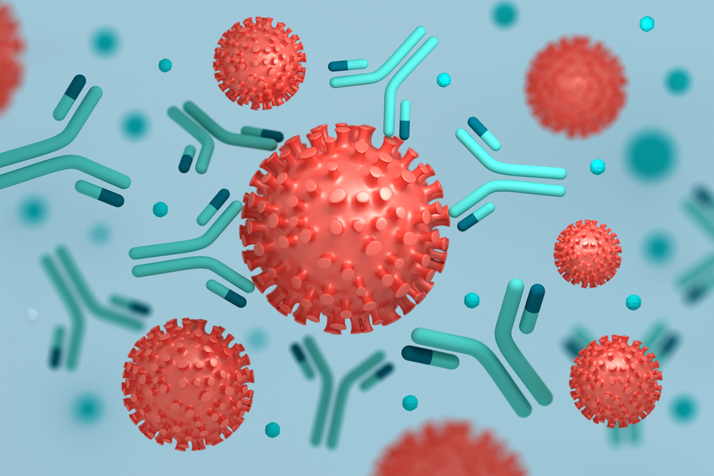 Medical,Concept,Illustration,Corona,Virus,Particles,Interacting,With,Epitopes,Of