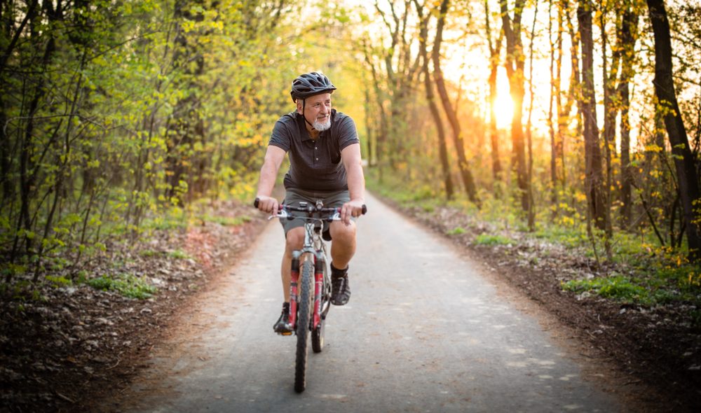 Senior,Man,On,His,Mountain,Bike,Outdoors,(shallow,Dof;,Color
