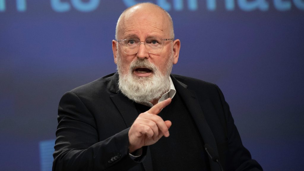 epa09033470 European Commissioner for European Green Deal Frans Timmermans speaks during a media conference on ‚Building a Climate-Resilient Future – A new EU Strategy on Adaptation to Climate Change‘ at EU headquarters in Brussels, Belgium, 24 February 2021.  EPA-EFE/Olivier Matthys / POOL