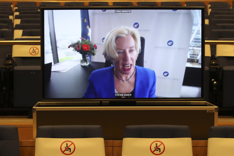 EMA Executive Director, Emer Cooke videoconference in Brussels