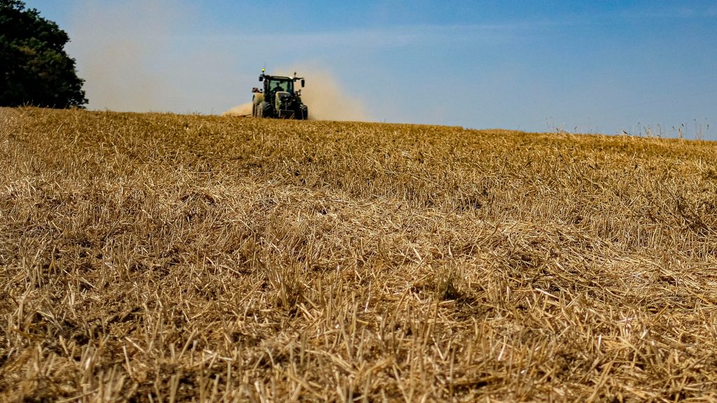 epa08597017 Dust rises up as a farmer on a tractor harrows a field near Olm, Luxembourg, 11 August 2020. Luxembourg and large parts of Europe are currently experiencing a heat wave with temperatures reaching up to 35 degrees Celsius.  EPA-EFE/JULIEN WARNAND