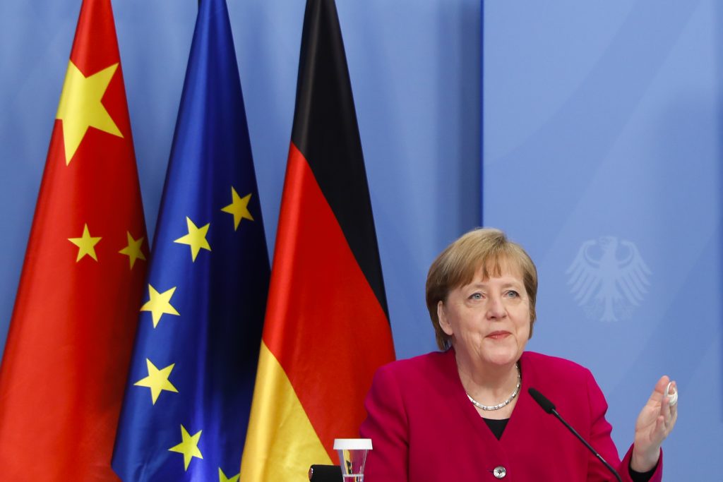 German Chancellor Angela Merkel and Chinese Premier Li Keqiang attend virtual talks