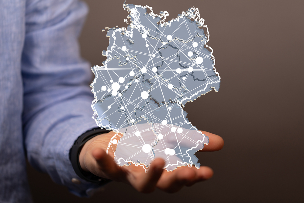 Germany,Map,Digital,In,Hand,3d