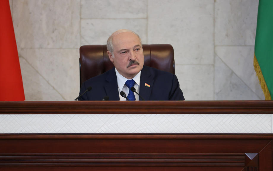 Belarusian President Alexander Lukashenko speaks at the Parliament in Minsk