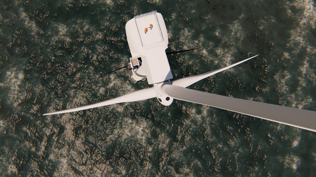 Wind turbine seen from above