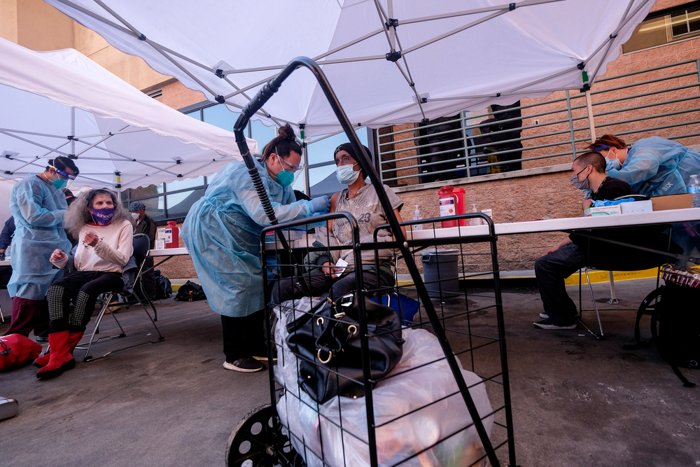 Homeless,Persons,Receive,Covid-19,Vaccines,From,Nurses,At,A,Vaccination