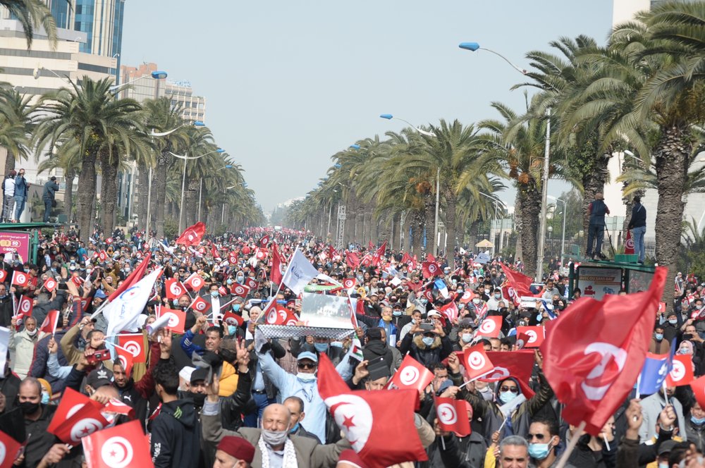 Ennahda,Party,Supporters,Held,A,Demonstration,In,Tunisia,,Tunis,Tunisia,