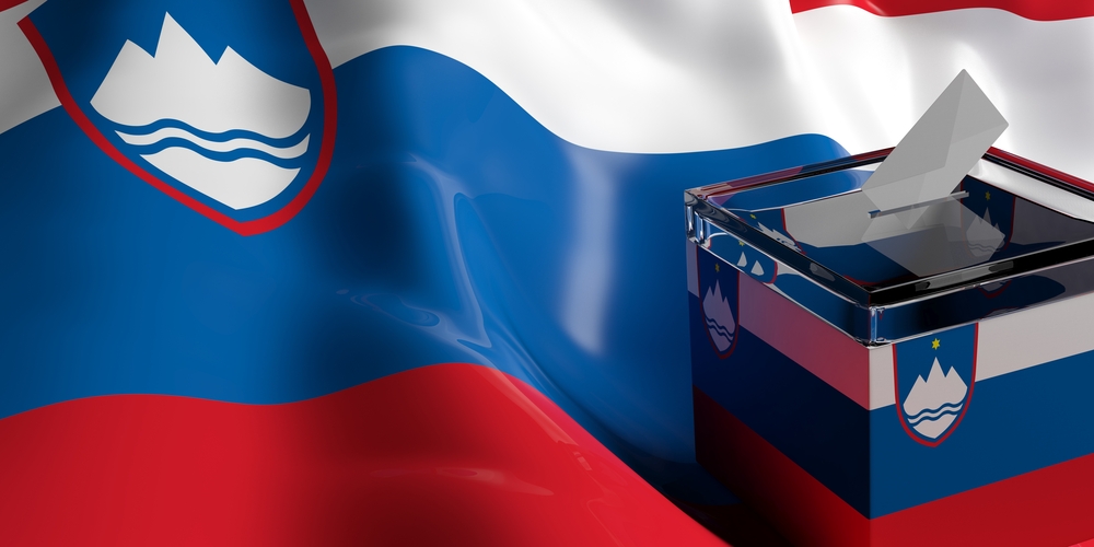 Glass,Ballot,Box,On,Slovenia,Flag,Background,,3d,Illustration