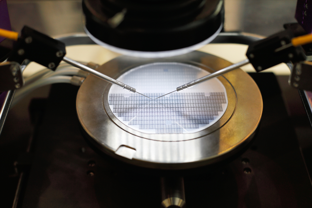 Semiconductor,Silicon,Wafer,Undergoing,Probe,Testing.,Selective,Focus.