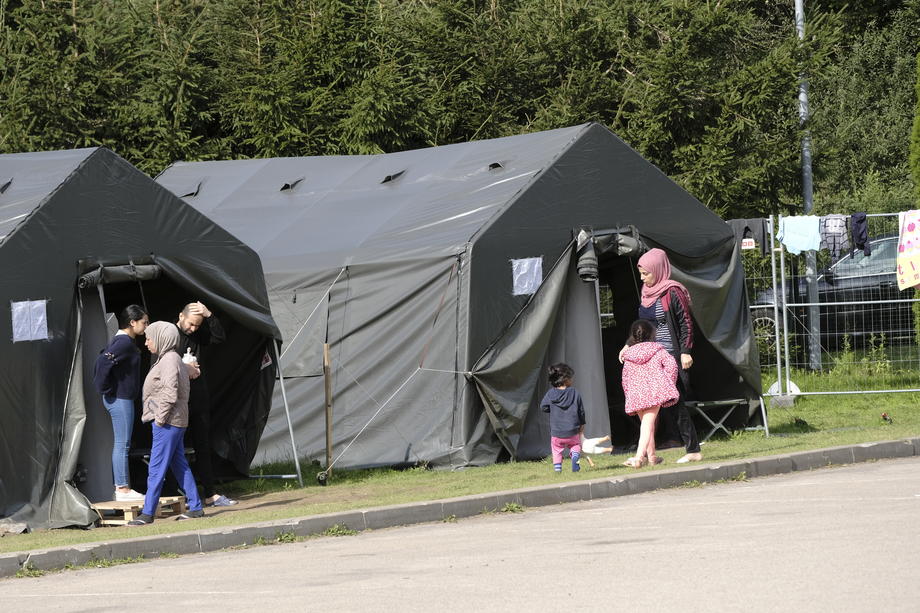 Migrants camp close to the Lithuania – Belarus border