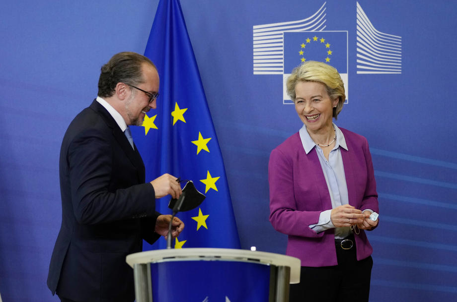 European Commission President Ursula von der Leyen meets newly appointed Austria’s Chancellor Alexander Schallenberg