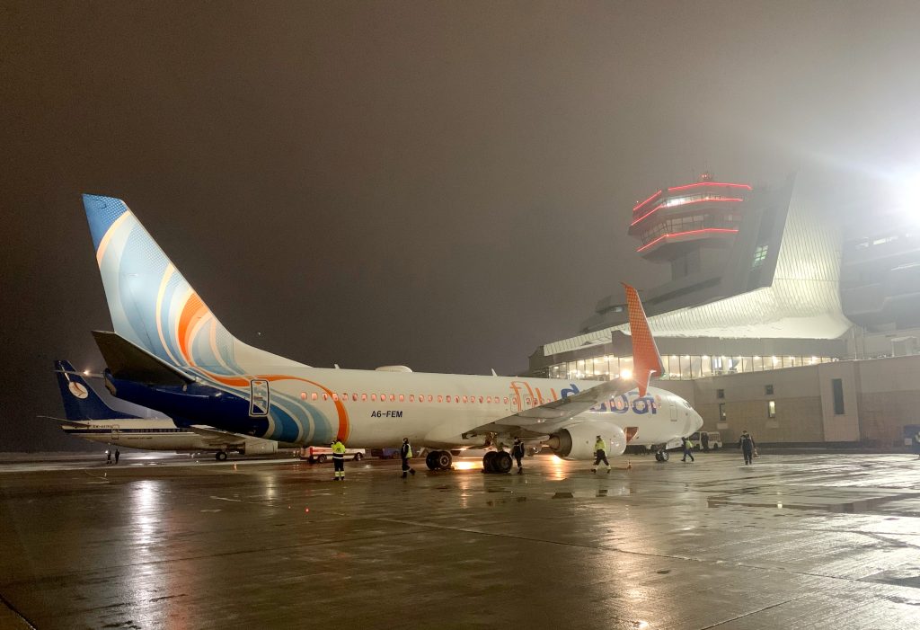 A Dubai plane at Minsk airport