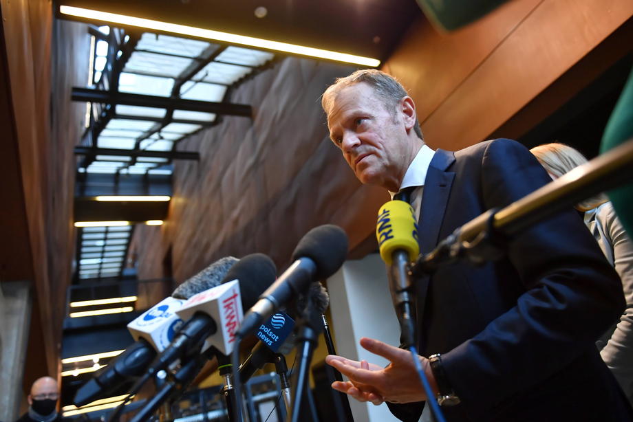 Polish Opposition leader Donald Tusk’s press conference in Gdansk